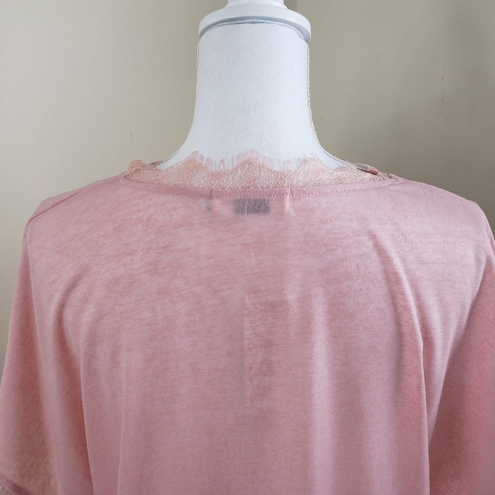 Belinda Eyelash Lace Trim Short Sleeve Top Large - Picture 7 of 9